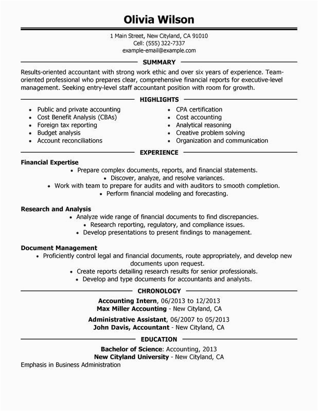 Sample Resume for Staff Accountant Position Staff Accountant Resume Examples – Free to Try today