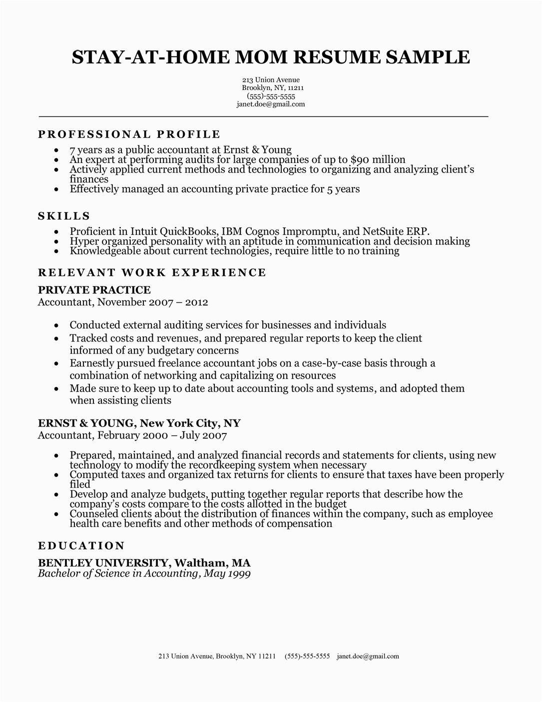 Sample Resume for Stay at Home Mom Reentering Workforce Stay at Home Mom Resume Sample & Writing Tips