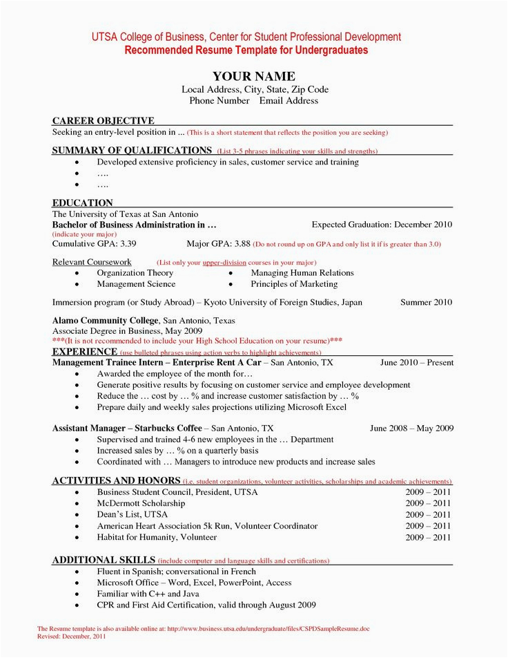 Sample Resume for Students Applying to University Latest