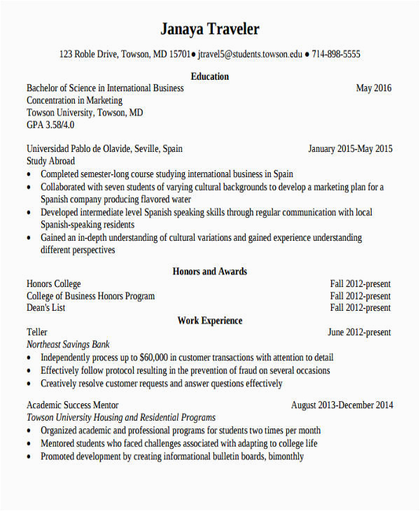 Sample Resume for Study Abroad Application Free 51 Resume Samples In Pdf