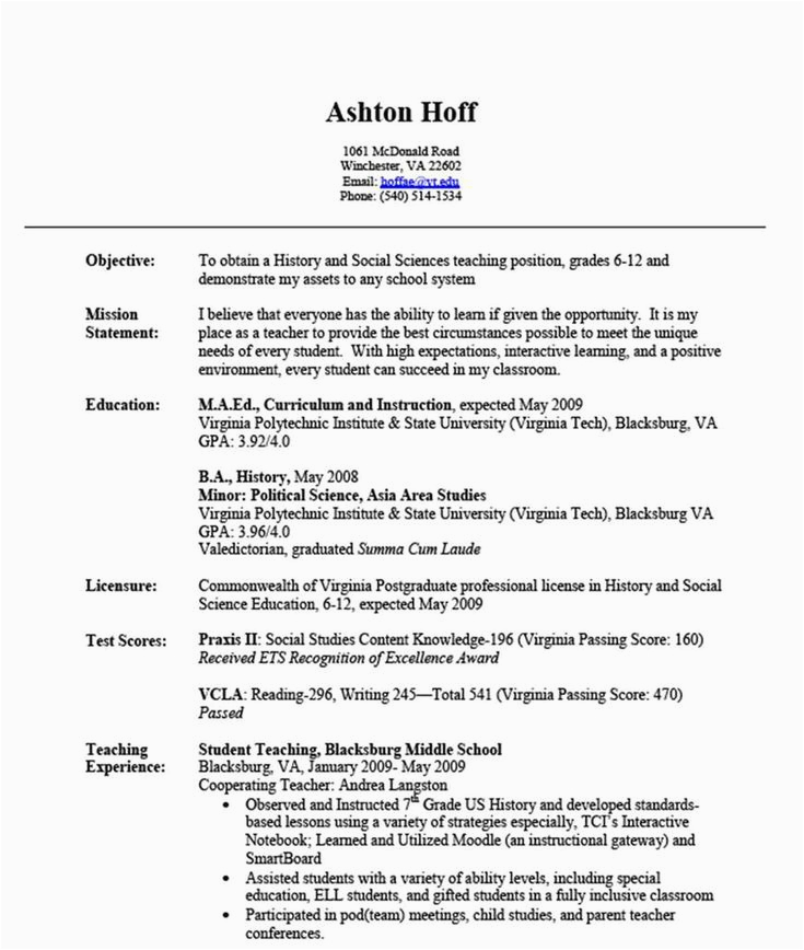 Sample Resume for Substitute Teacher with No Experience Substitute Teacher Resume No Experience ashton Hoff