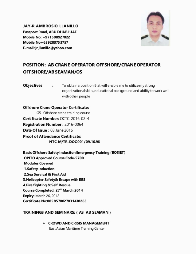 Sample Resume format for Seaman Deck Cadet Resume format for Fresher Deck Cadet