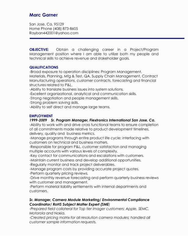 Sample Resume Objectives for Management Position 10 Project Manager Resume Objective
