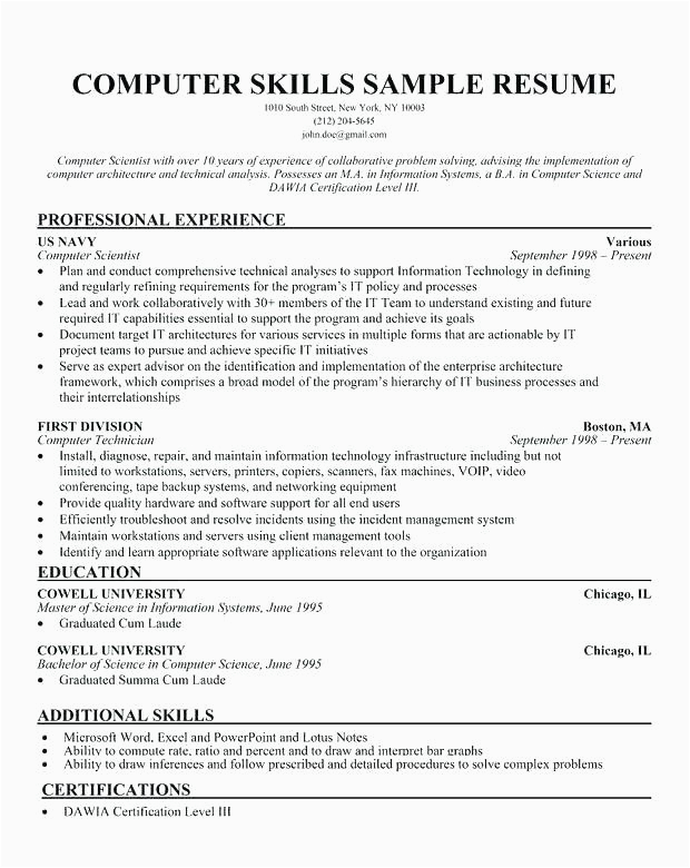 Sample Skills and Qualifications In Resume 9 10 Examples Of Qualifications for A Resume