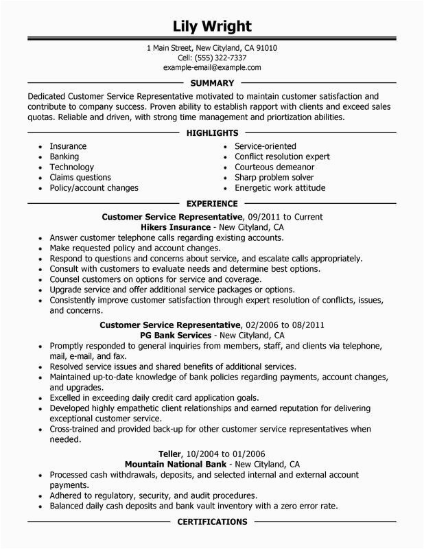 Sample Summary for Resume for Customer Service Customer Service Representative Resume Examples – Free to