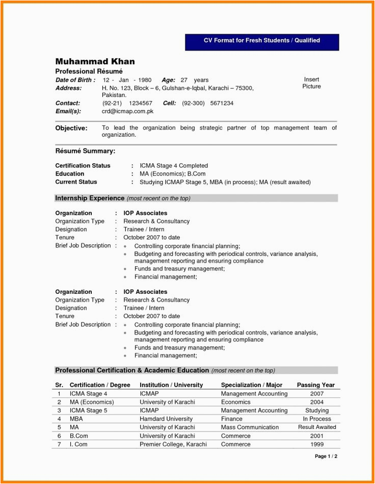 Sample Summary for Resume for Freshers top 5 Resume formats for Freshers Resume format