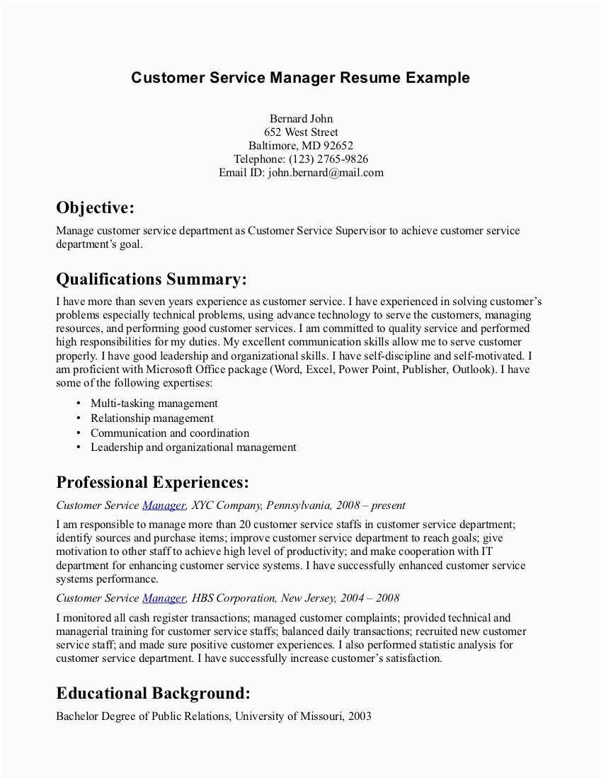 Samples Of Objectives for A Resume In Customer Service Resume Examples Customer Service 2019