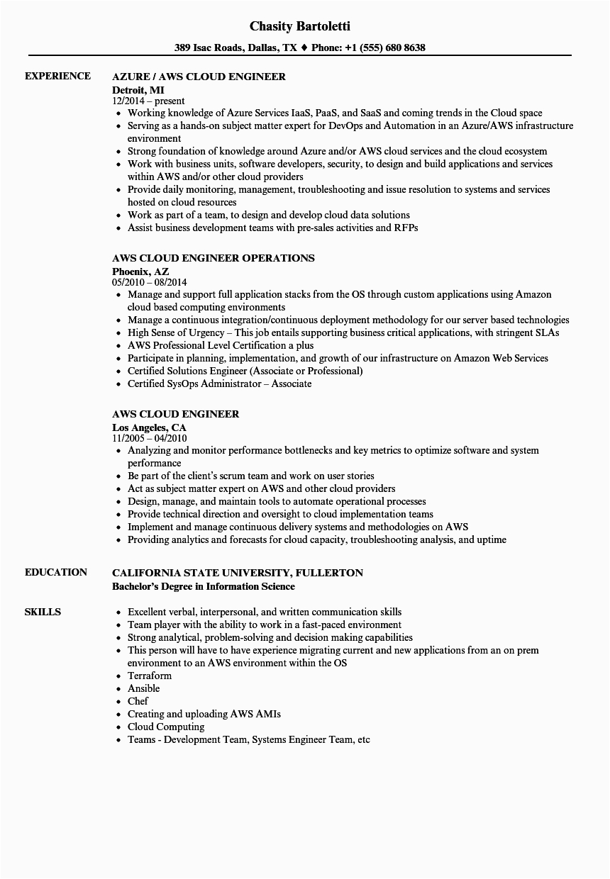 Aws Cloud Support Engineer Resume Sample Aws Resume for 2 Years Experience Pdf Best Resume Examples