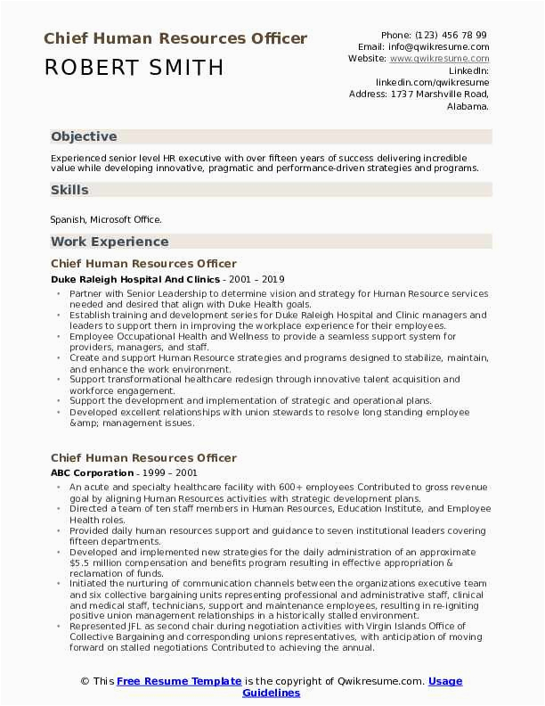 Chief Human Resources Officer Resume Samples Chief Human Resources Ficer Resume Samples