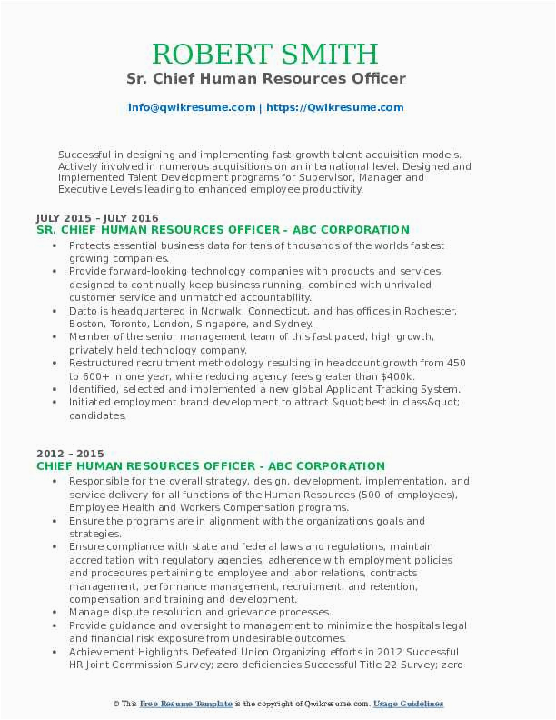 Chief Human Resources Officer Resume Samples Chief Human Resources Ficer Resume Samples