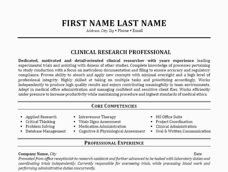 Entry Level Clinical Research associate Resume Sample √ 20 Entry Level Cra Resume In 2020