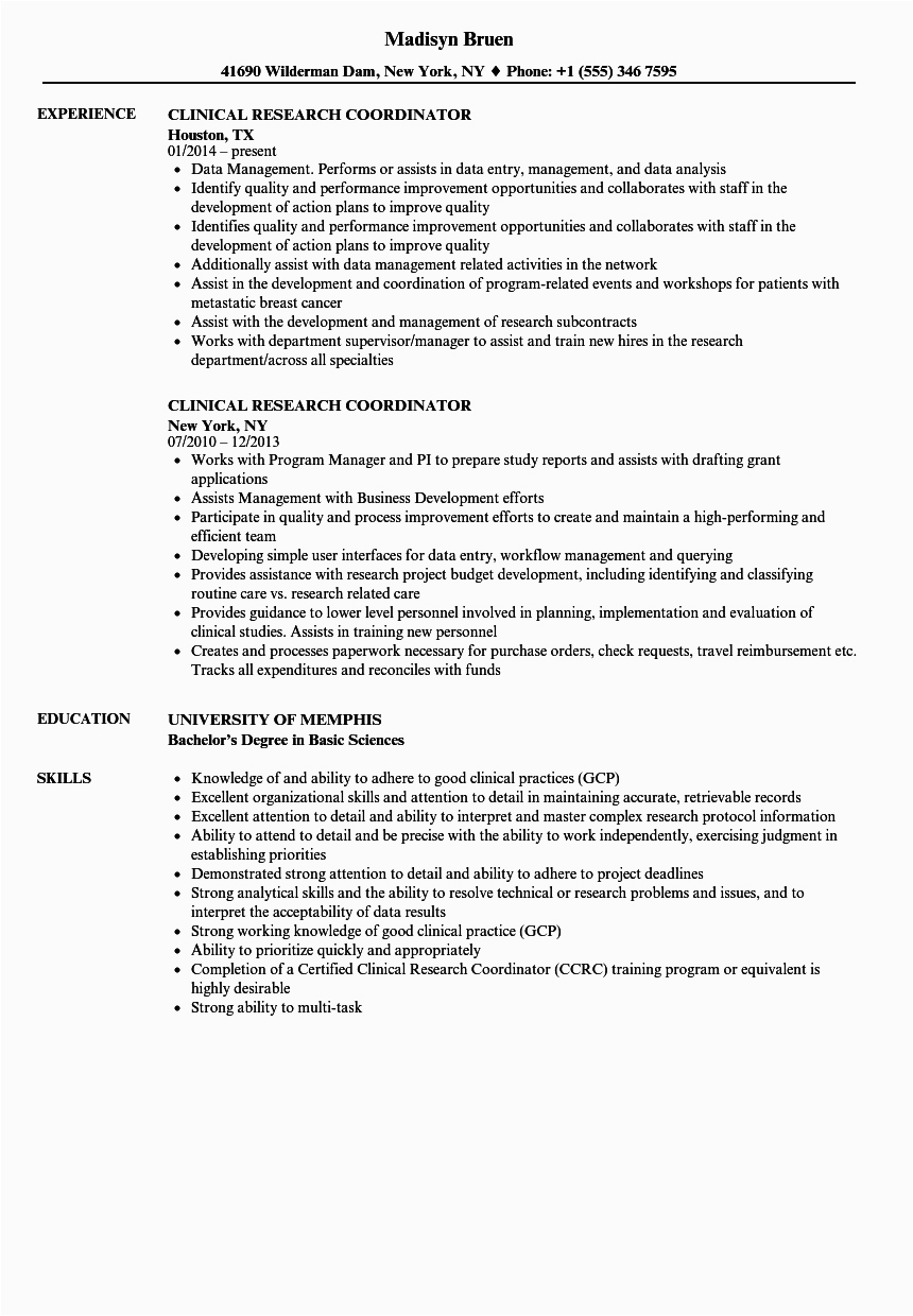 Entry Level Clinical Research associate Resume Sample √ 20 Entry Level Cra Resume