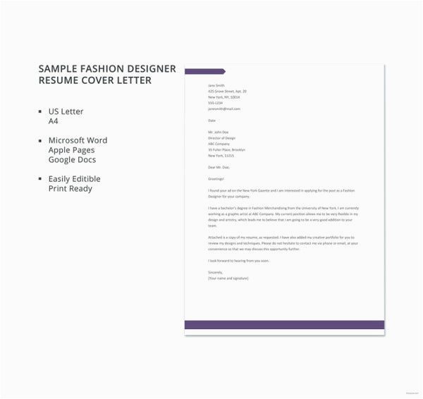 Fashion Designer Resume Cover Letter Sample Resume Cover Letter 23 Free Word Pdf Documents