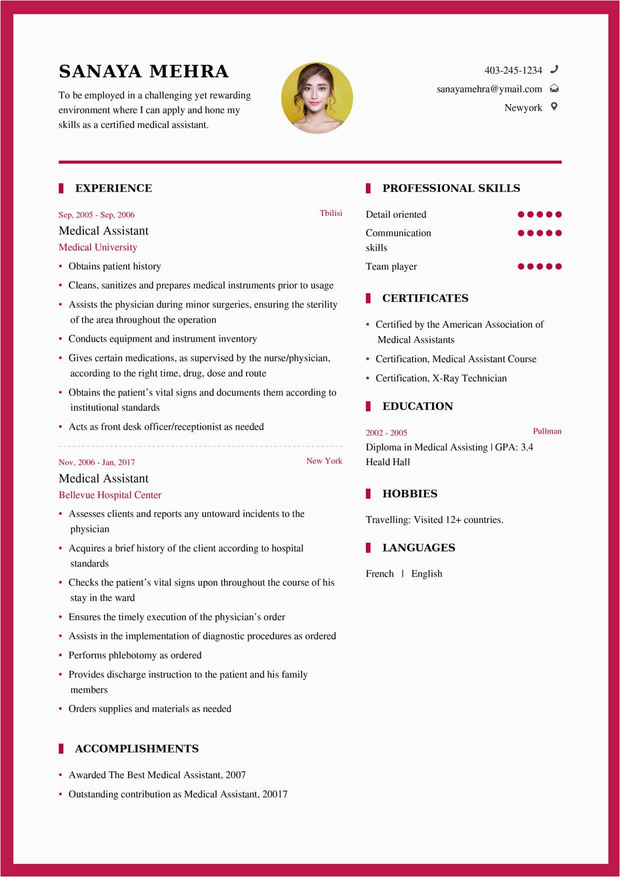 Free Samples Of Medical assistant Resumes Medical assistant Resume Sample My Resume format Free