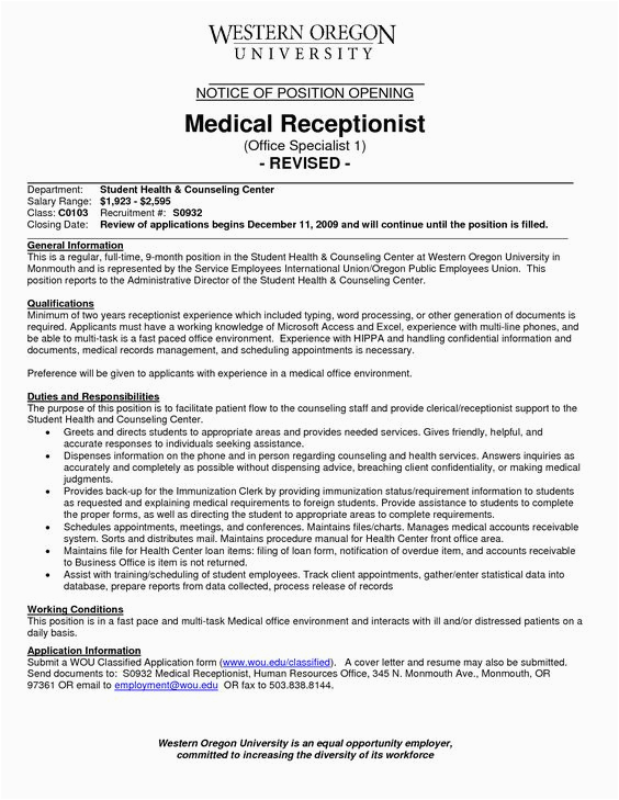 Front Desk Receptionist Resume Sample with No Experience Medical Receptionist Resume with No Experience