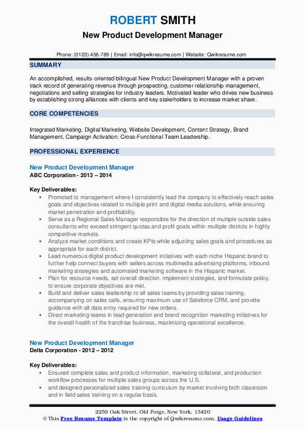 New Product Development Manager Resume Sample New Product Development Manager Resume Samples