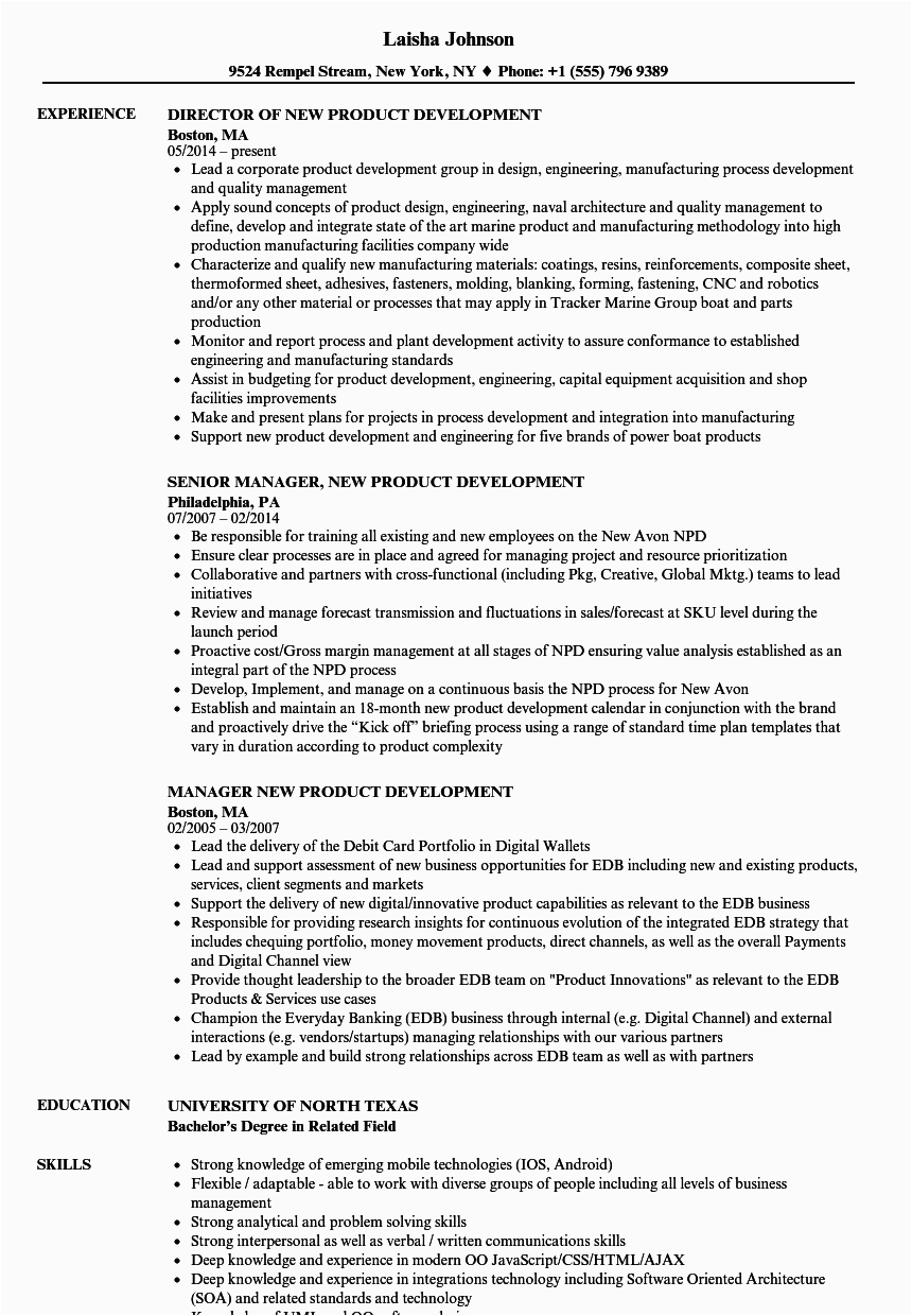 New Product Development Manager Resume Sample New Product Development Resume Samples