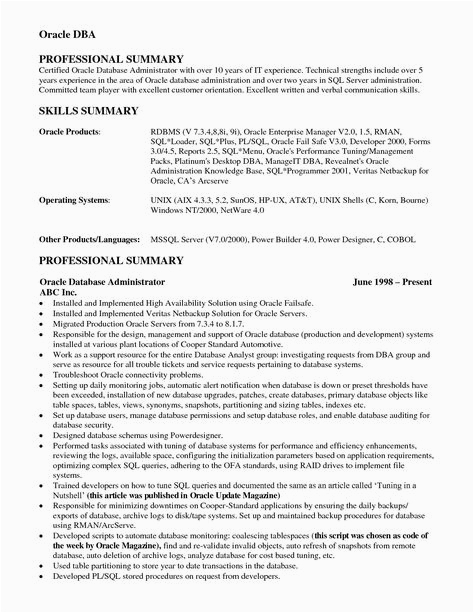 Oracle forms and Reports Sample Resume oracle Dba Resume Sample Best Resume Examples