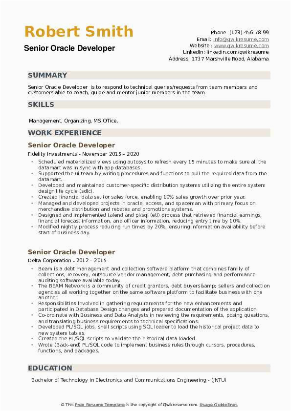 Oracle forms and Reports Sample Resume Senior oracle Developer Resume Samples