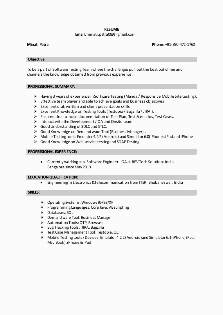 Qa Sample Resume with Banking Experience Qa Experience Resume