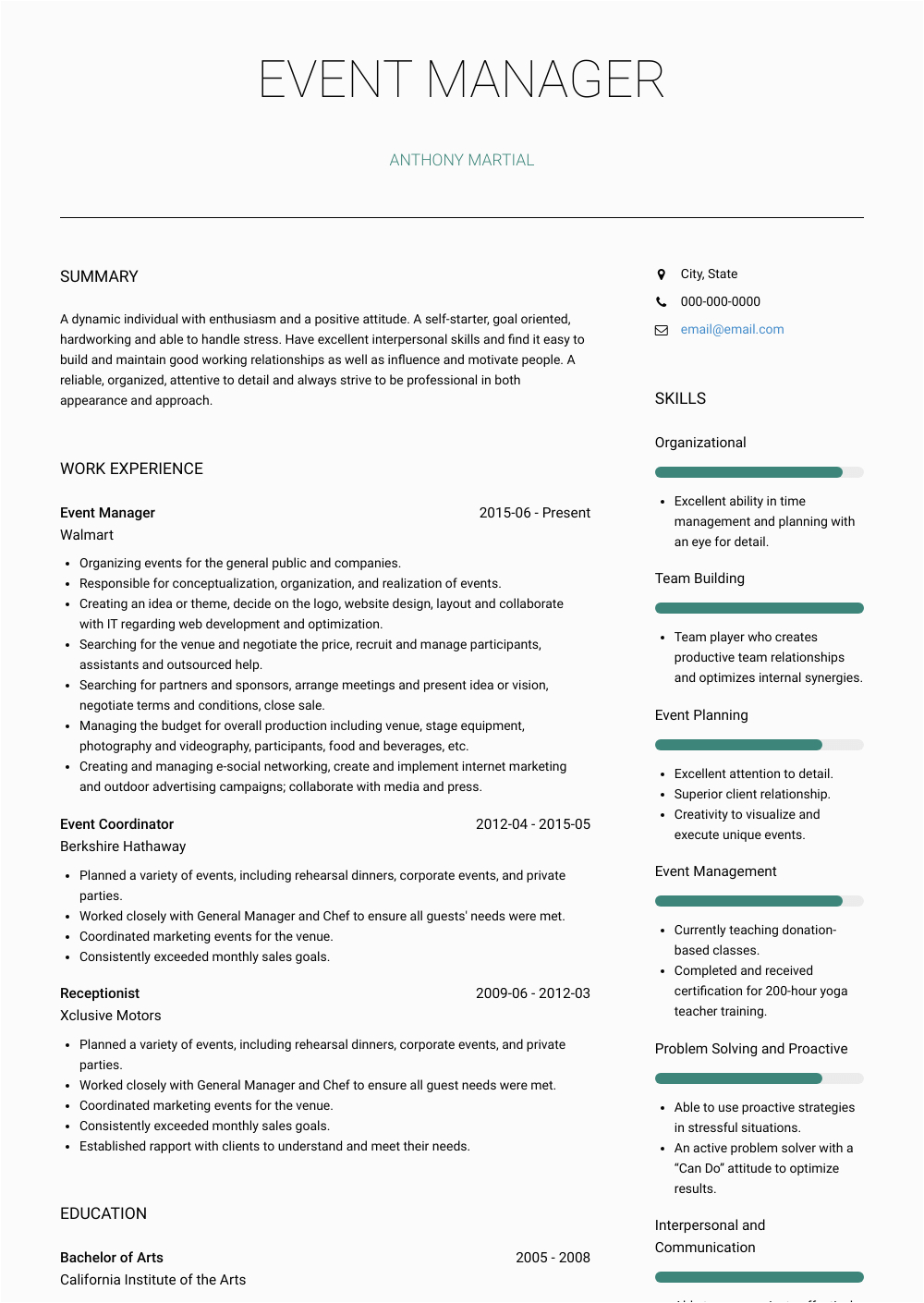 Resume Sample for event Management Company event Manager Resume Samples and Templates