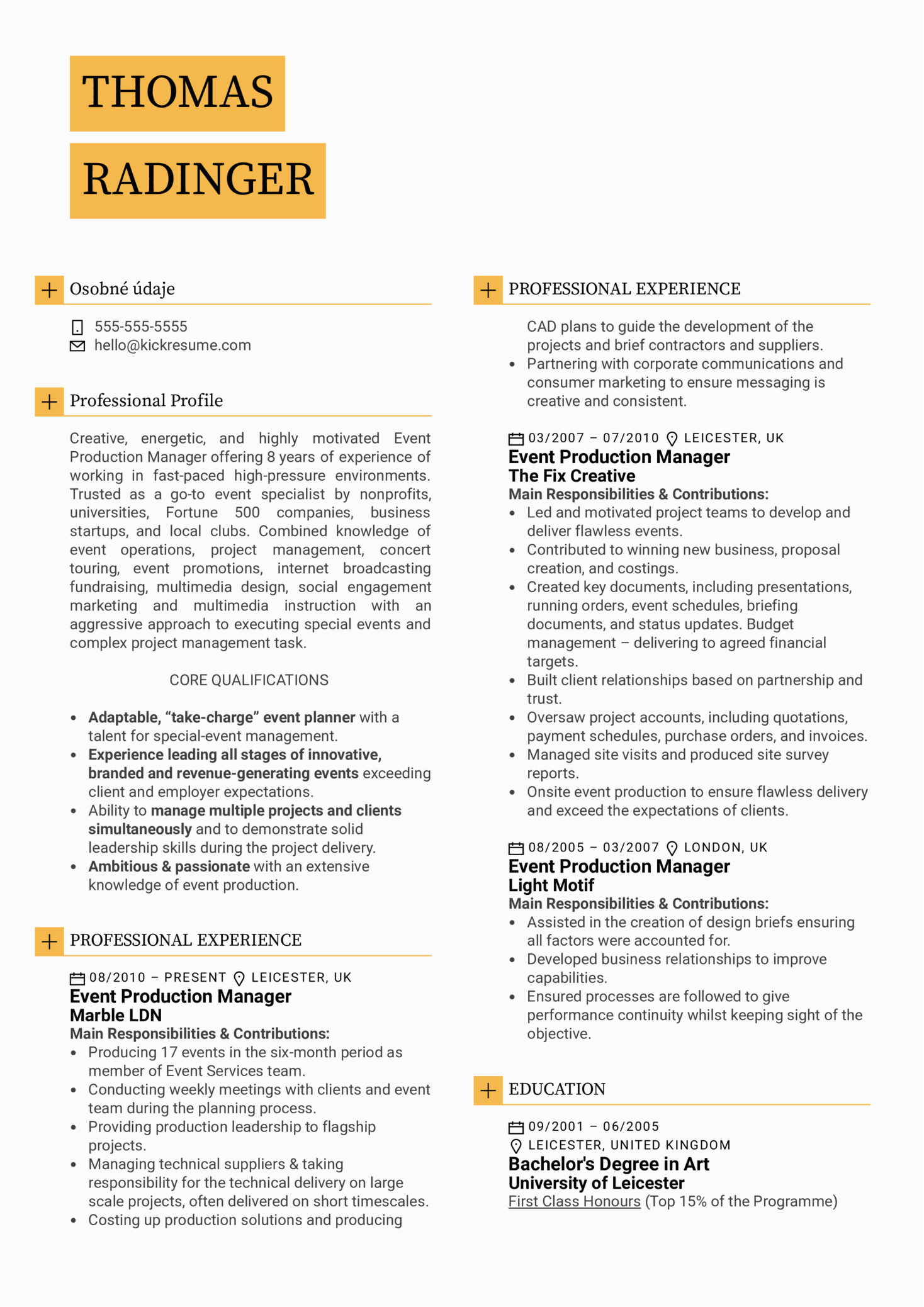 Resume Sample for event Management Company event Production Manager Resume Sample
