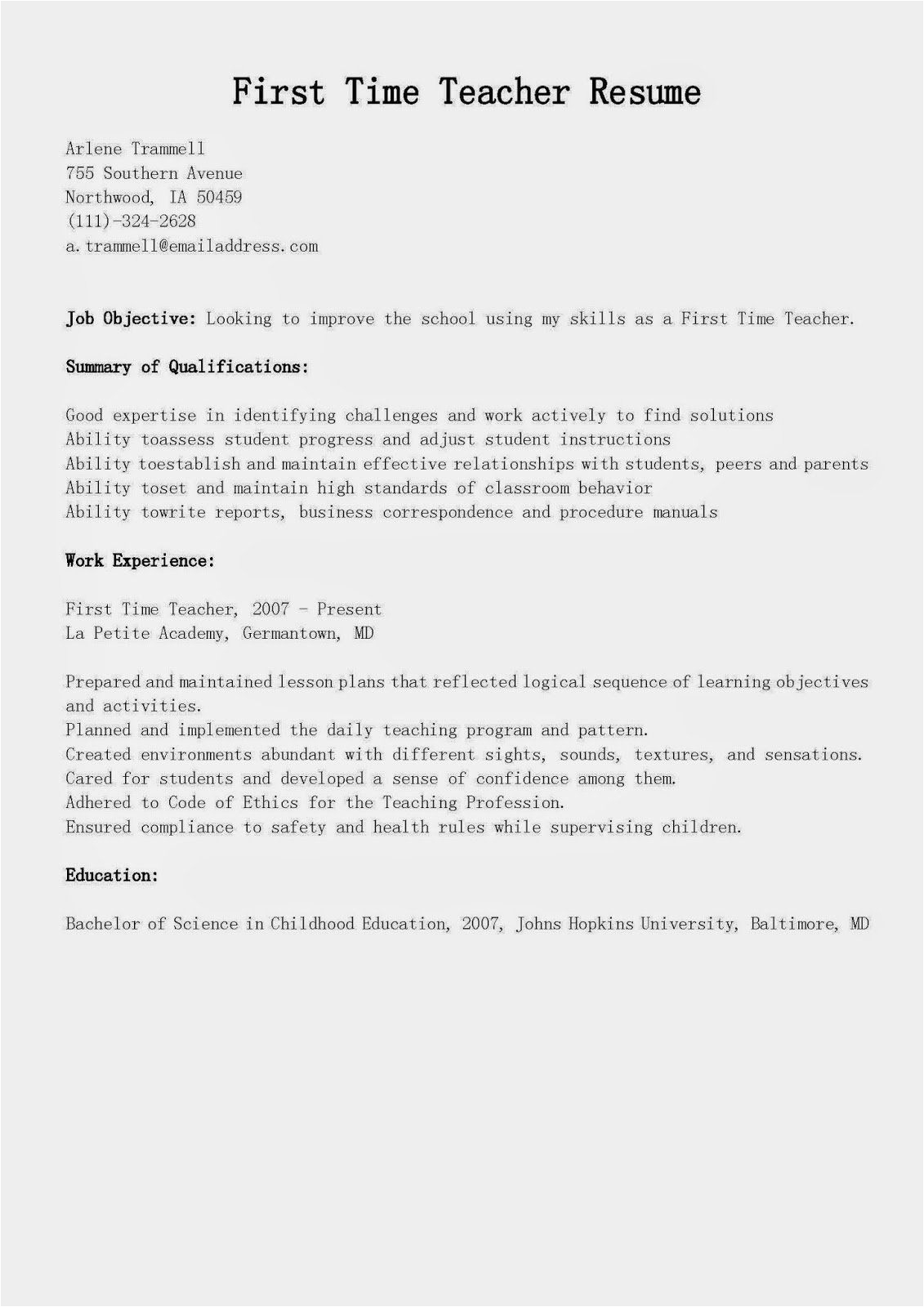 Resume Sample for First Time Applicant First Time Job Resume Awesome Resume Samples First Time