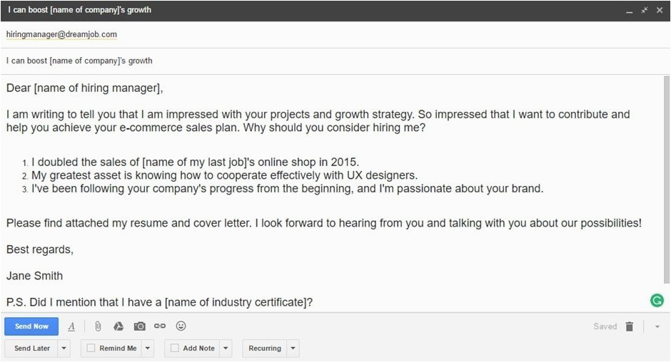 Sample Email Body Text for Sending Resume Apply for A Job Email Title