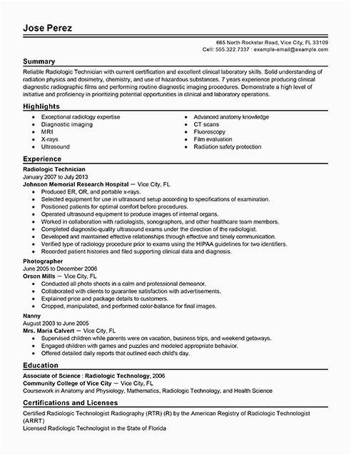 Sample Objectives In Resume for Radiologic Technologist X Ray Technologist Resume Examples Resume Templates