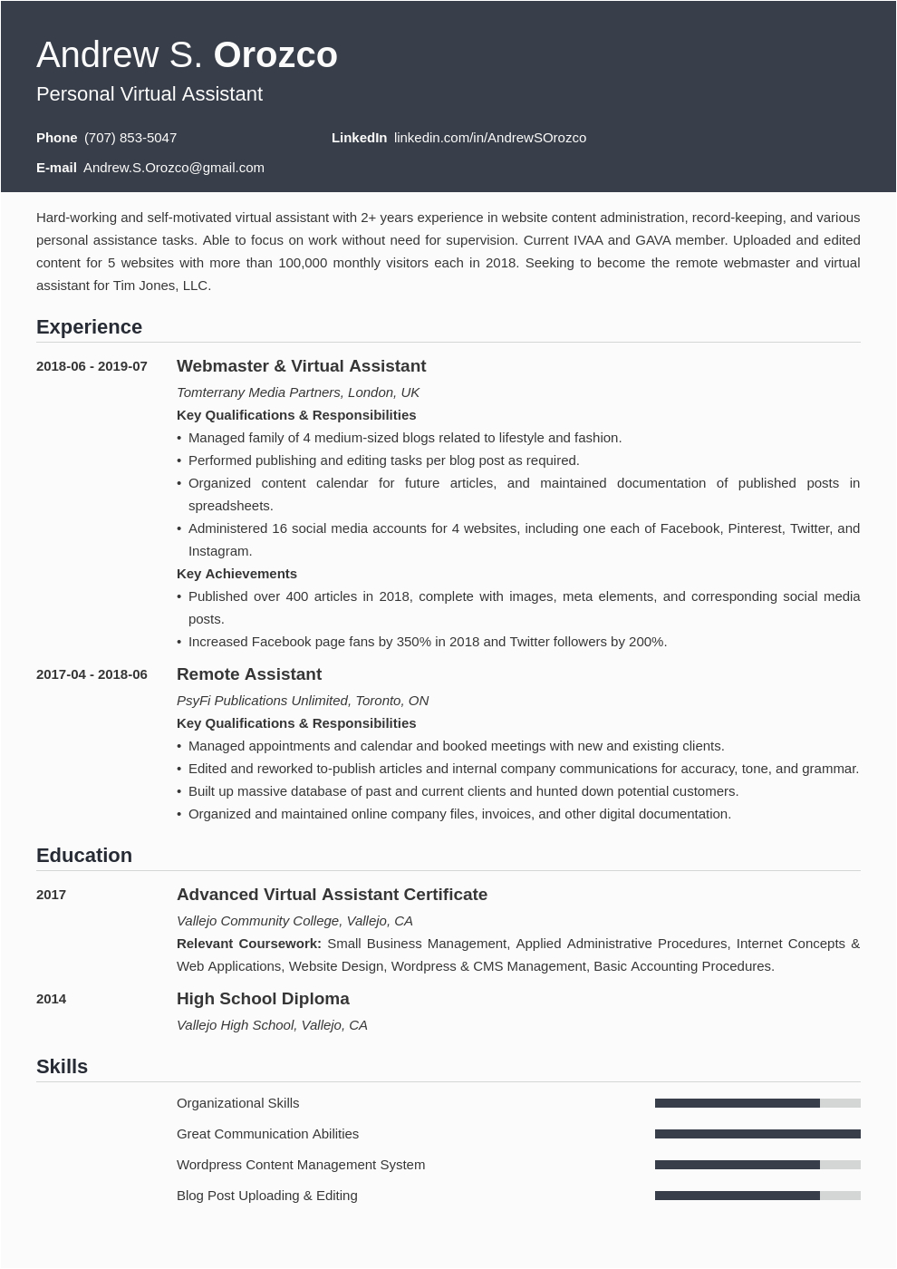 Sample Objectives In Resume for Virtual assistant Virtual assistant Resume Examples & Job Description