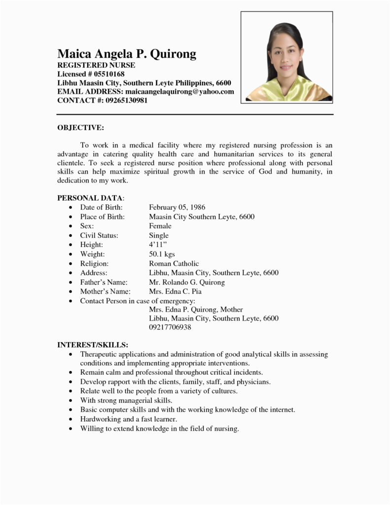 Sample Resume for A Nurse Position Resume Nurses Sample