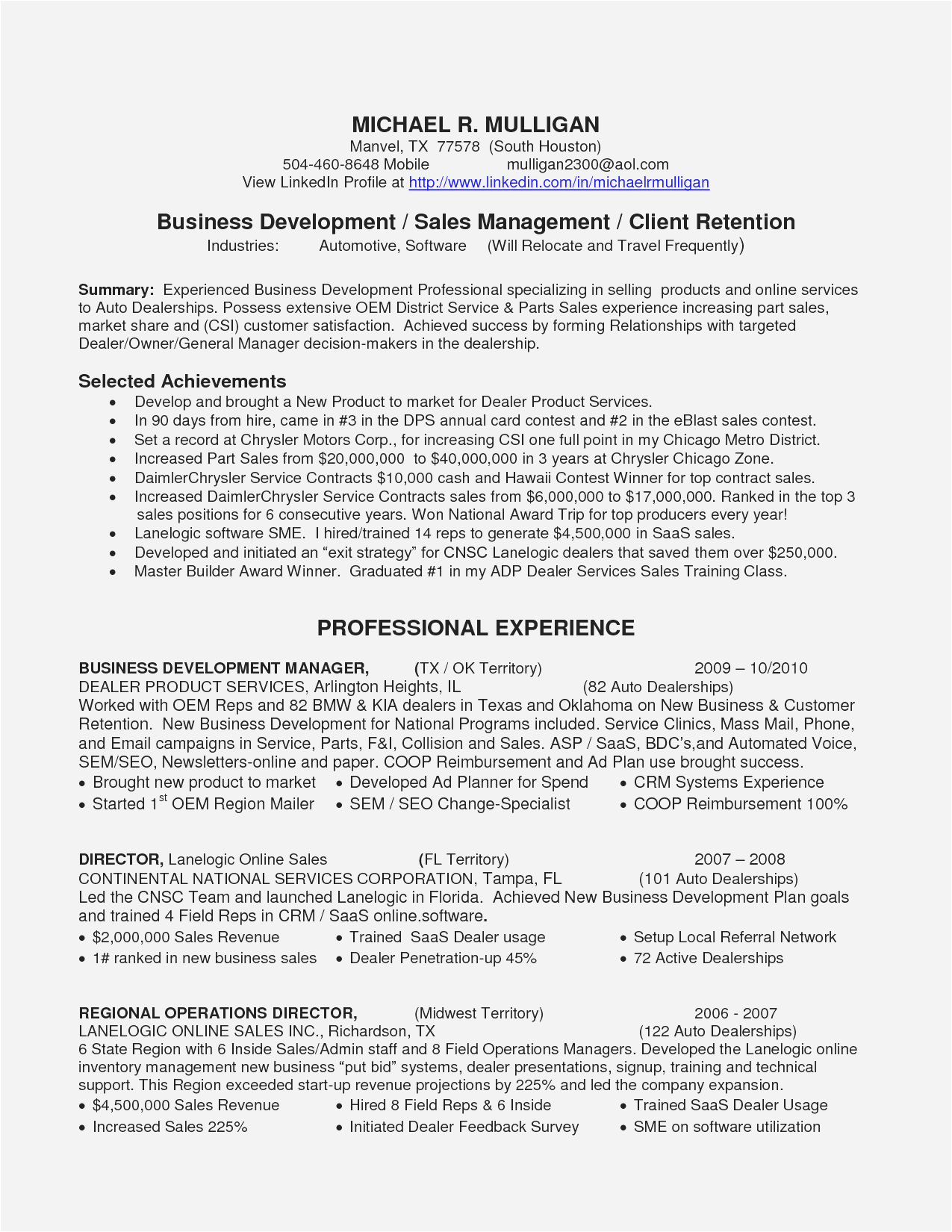 Sample Resume for Automobile Sales Executive Automotive Sales Resume – Salescvfo