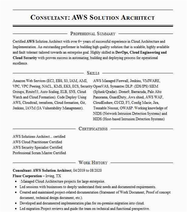 Sample Resume for Aws solution Architect associate Fresher Sample Resume for Aws solution Architect associate Fresher