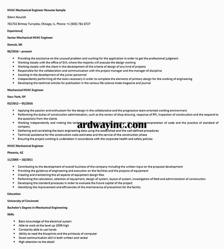 Sample Resume for Experienced Hvac Mechanical Engineer Hvac Mechanical Engineer Resume Sample In 2020