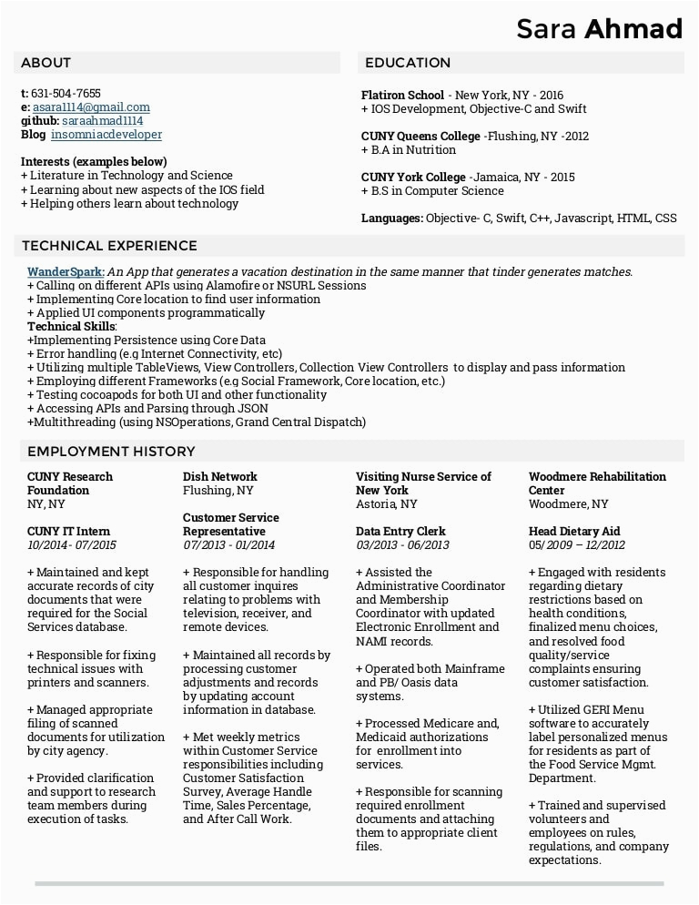 Sample Resume for Experienced Ios Developer Ios Developer Resume