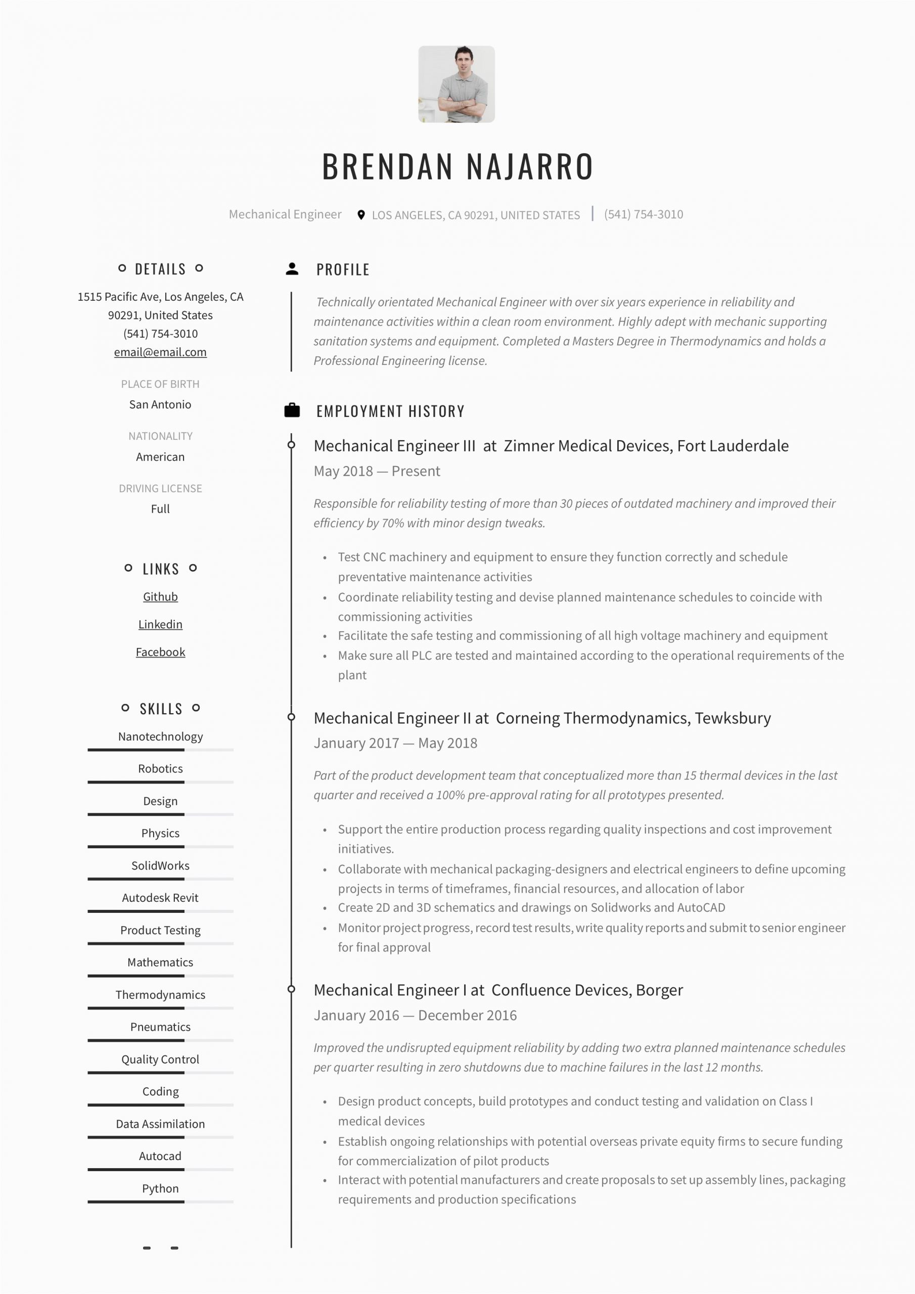 Sample Resume for Experienced Mechanical Engineer Pdf Mechanical Engineer Resume & Writing Guide