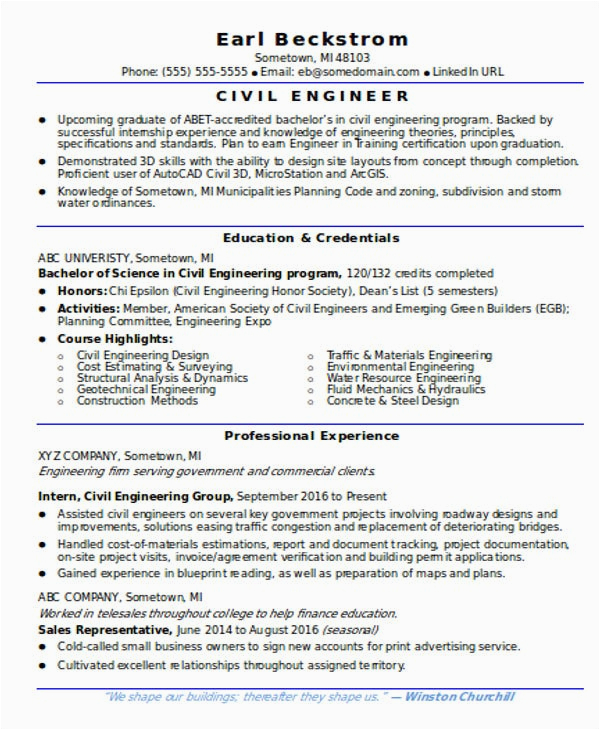 Sample Resume for Fresh Graduate Engineering Fresh Graduate Civil Engineer Resume Sample February 2021