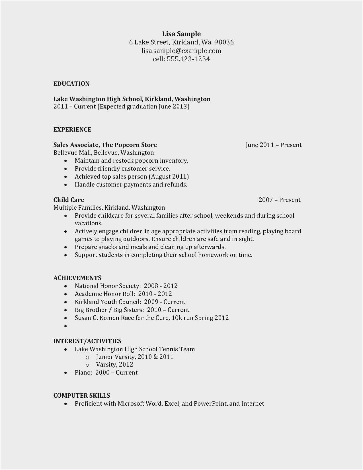 Sample Resume for High School Graduate with Little Experience Sample Resume for High School Graduate Free 48 Models