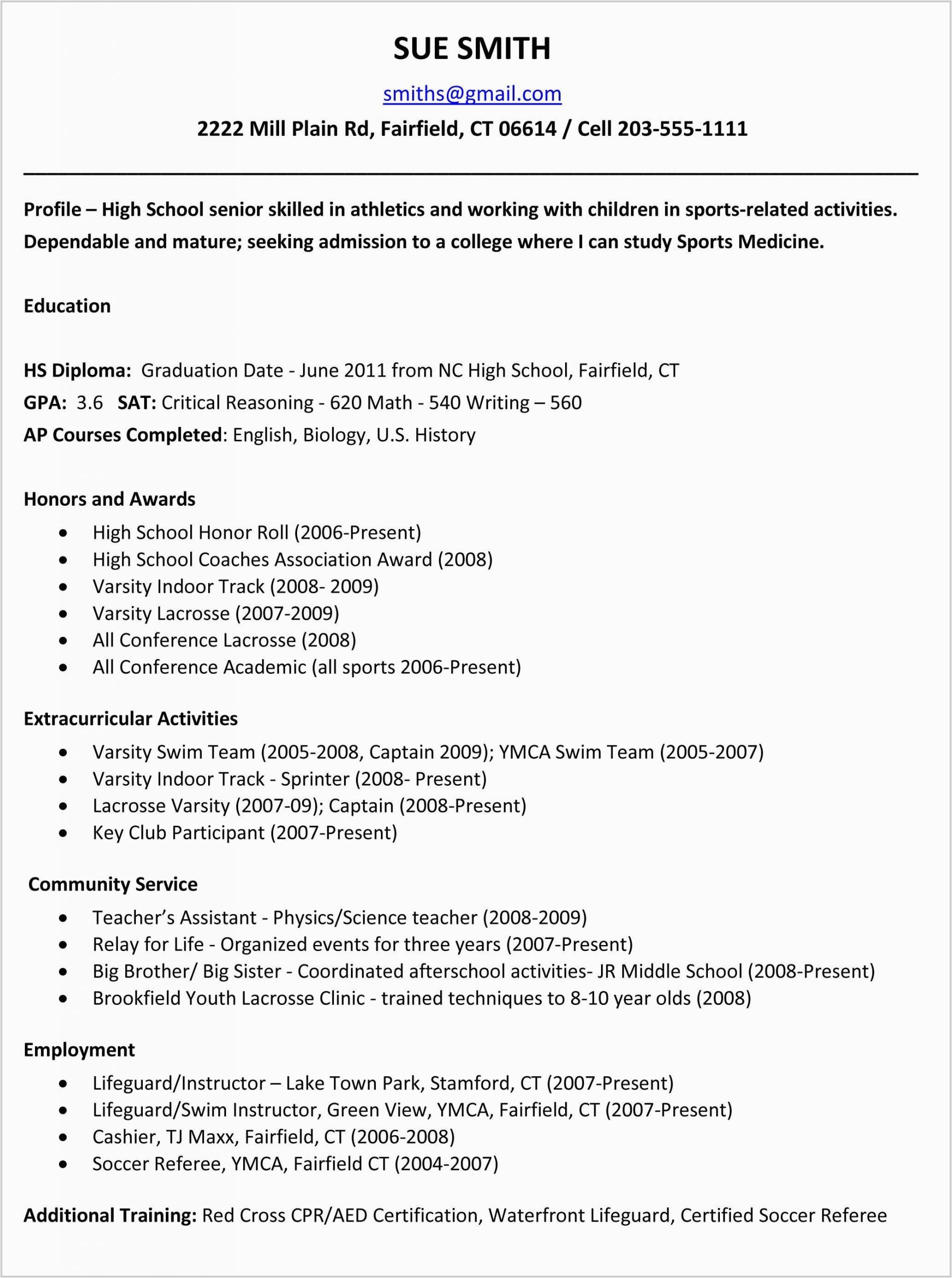 Sample Resume for High School Senior 12 13 High School Student Resume Samples
