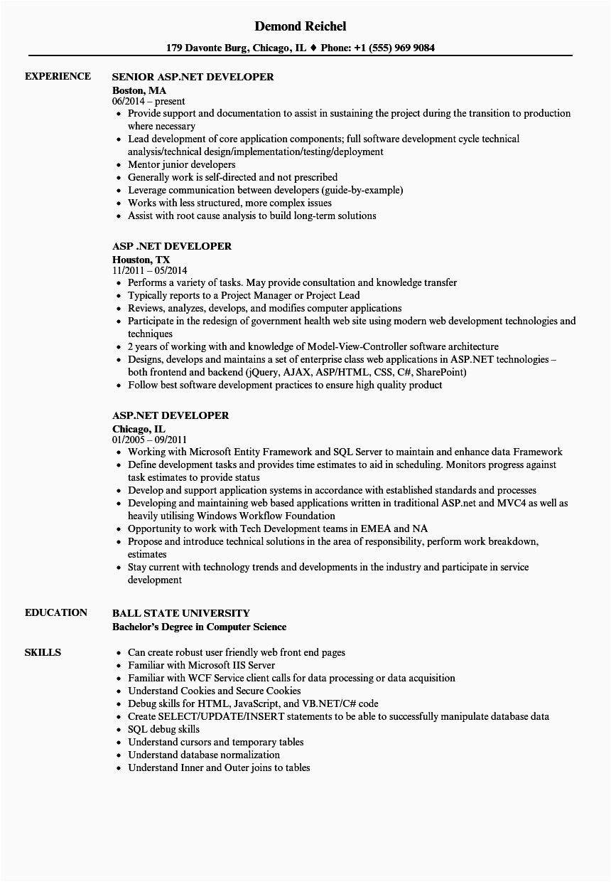 Sample Resume for Ms In Us Basic Sql Knowledge Resume