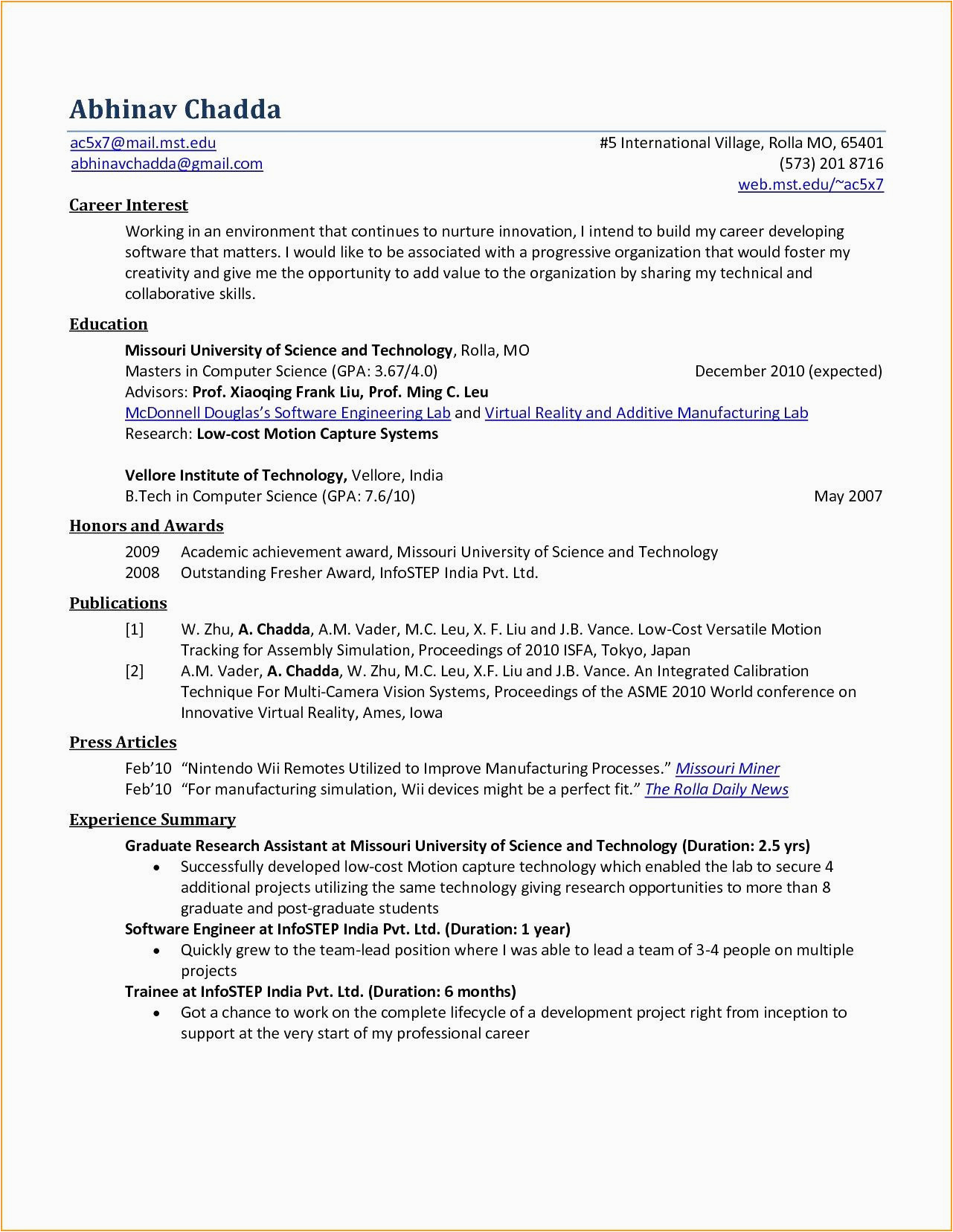 Sample Resume for Ms In Us Computer Science 12 Puter Science Resume Radaircars