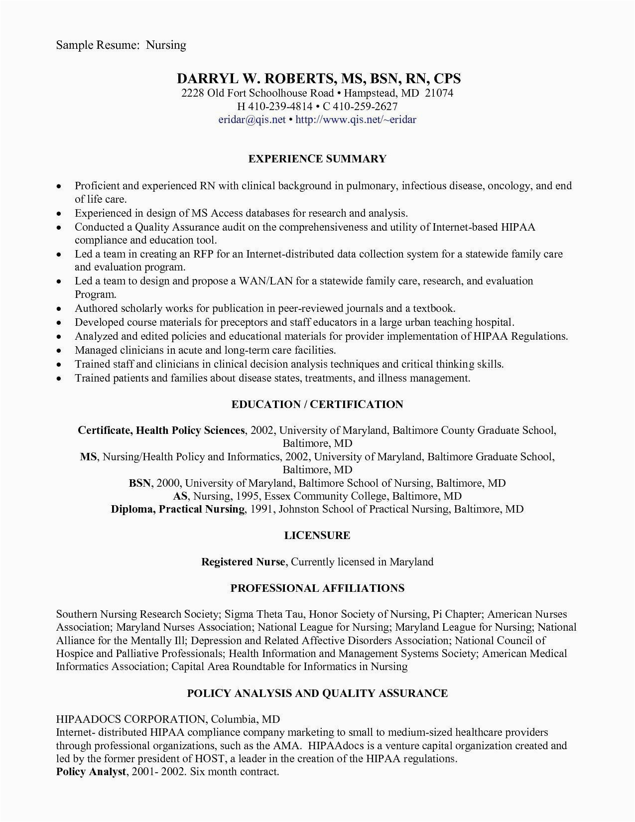 Sample Resume for Registered Nurse with No Experience 32 Elegant New Graduate Nurse Resume In 2020