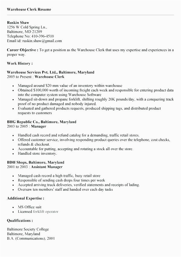 Sample Resume for Sales Clerk without Experience 11 12 Office Clerk Resume No Experience