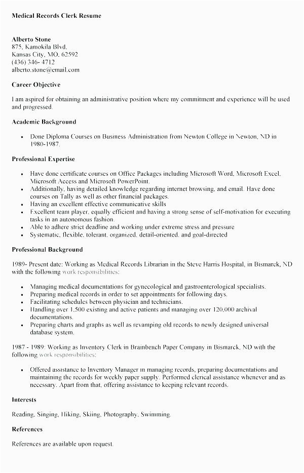 Sample Resume for Sales Clerk without Experience 11 12 Office Clerk Resume No Experience
