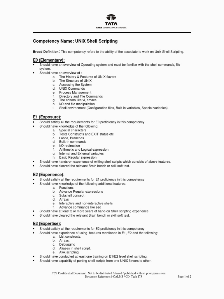 Sample Resume for Unix Shell Scripting Unix Shell Scripting and Text Processing tools