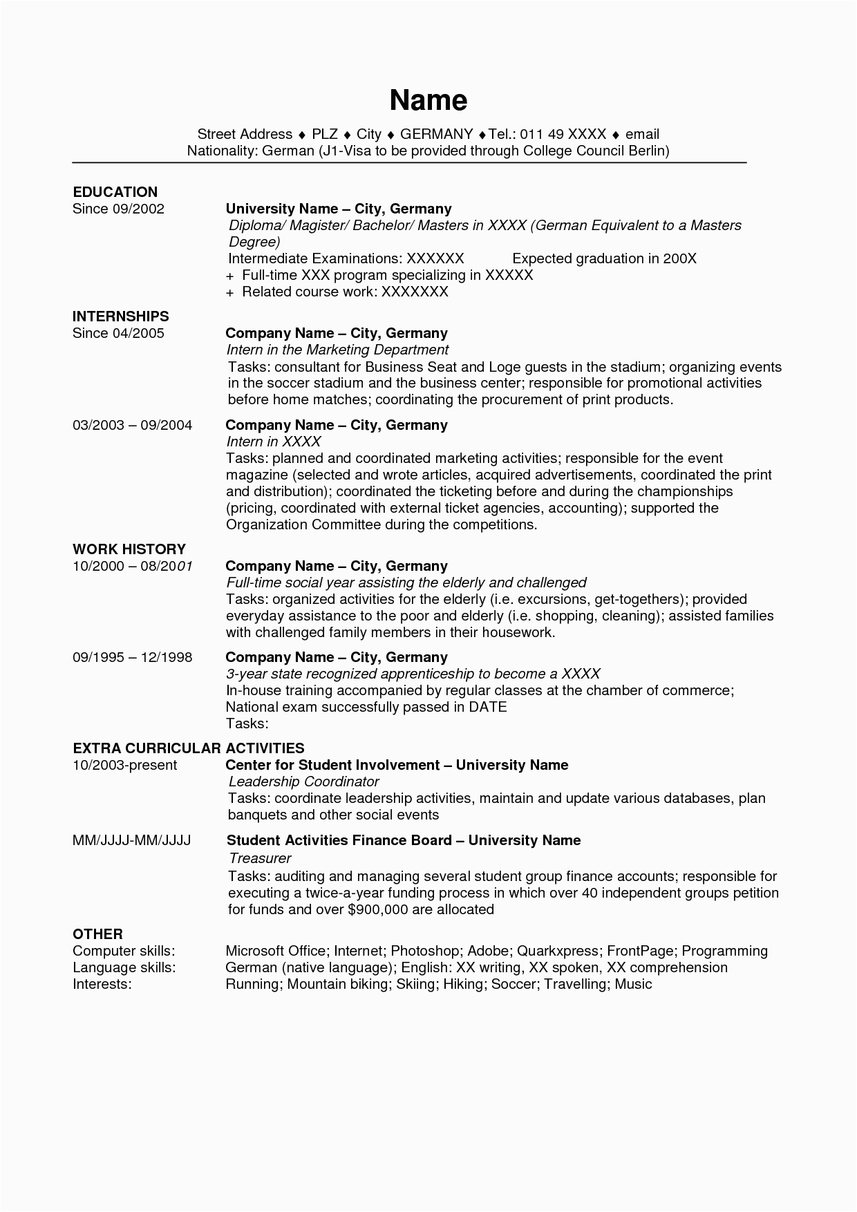 Sample Resume for Us Visa Application Good Us Visa Resume Template Addictips