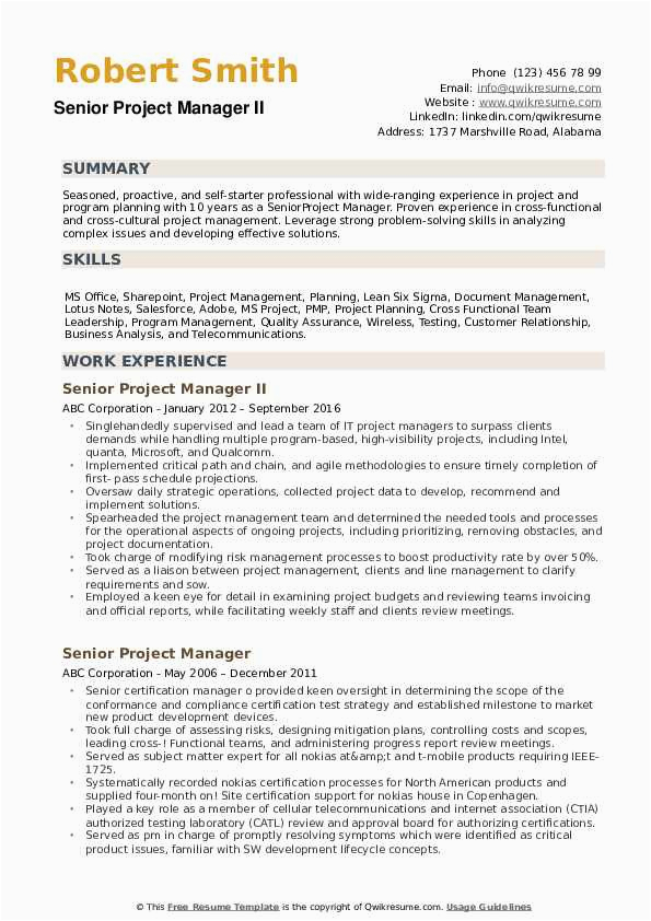 Senior Construction Project Manager Resume Samples Senior Project Manager Resume Samples