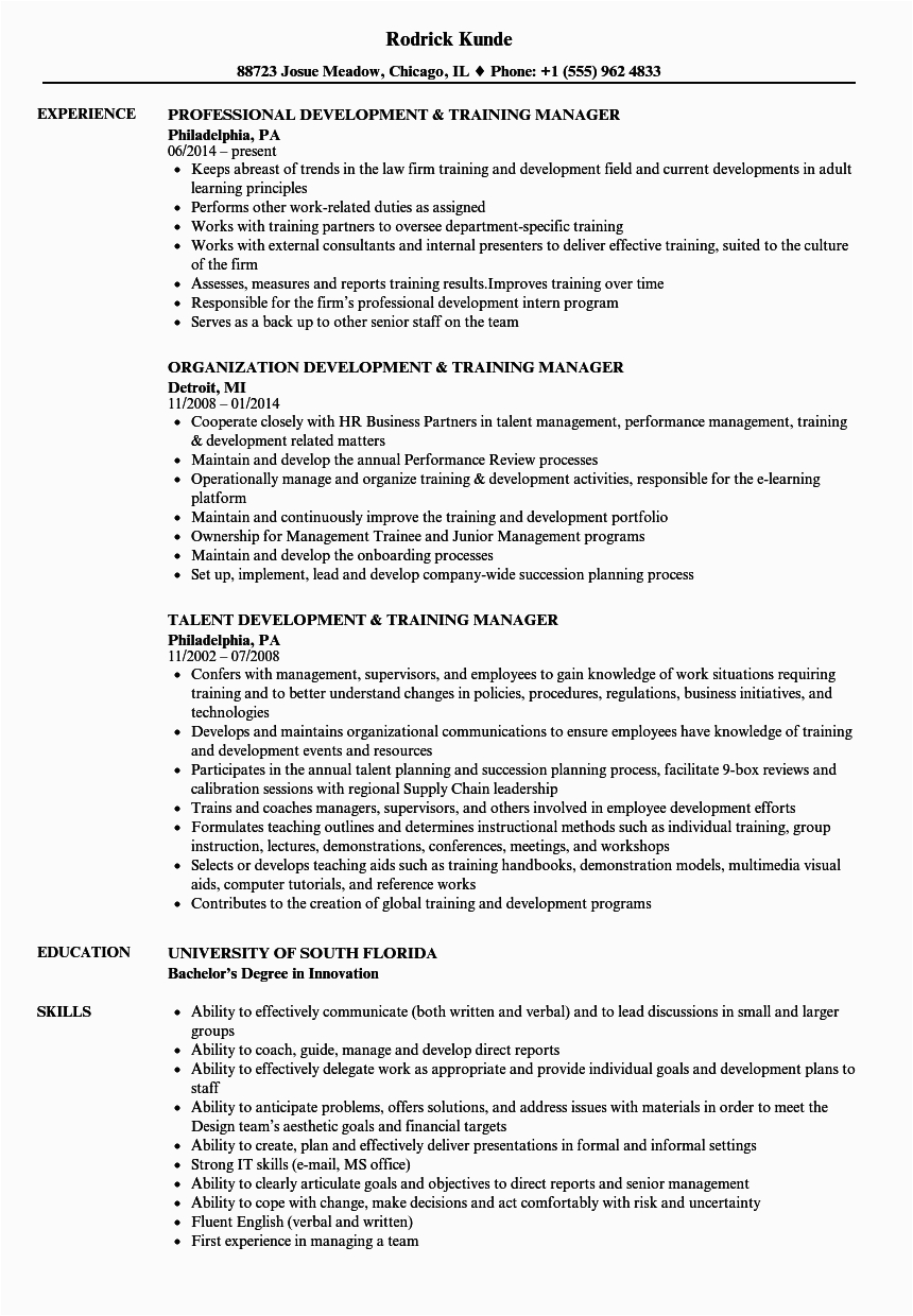 Training and Development Manager Resume Sample Training and Development Resume Examples Best Resume Ideas