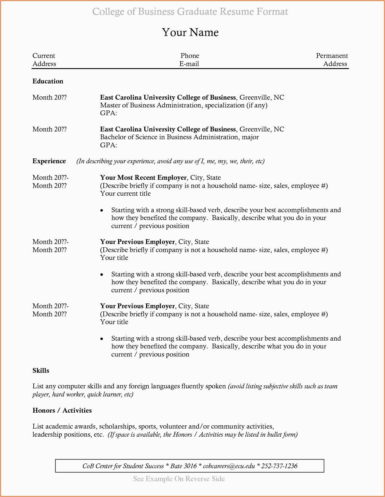 Best Resume Template for Recent College Graduate Cv Sample for Fresh Graduate Doc – Idalias Salon