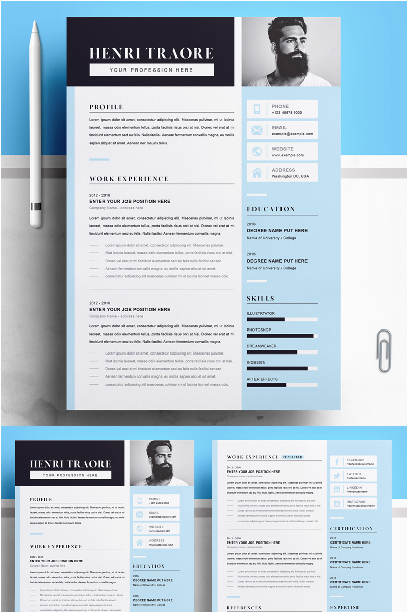 Blue Grey Resume Template Free Download Blue and Grey Resume Template